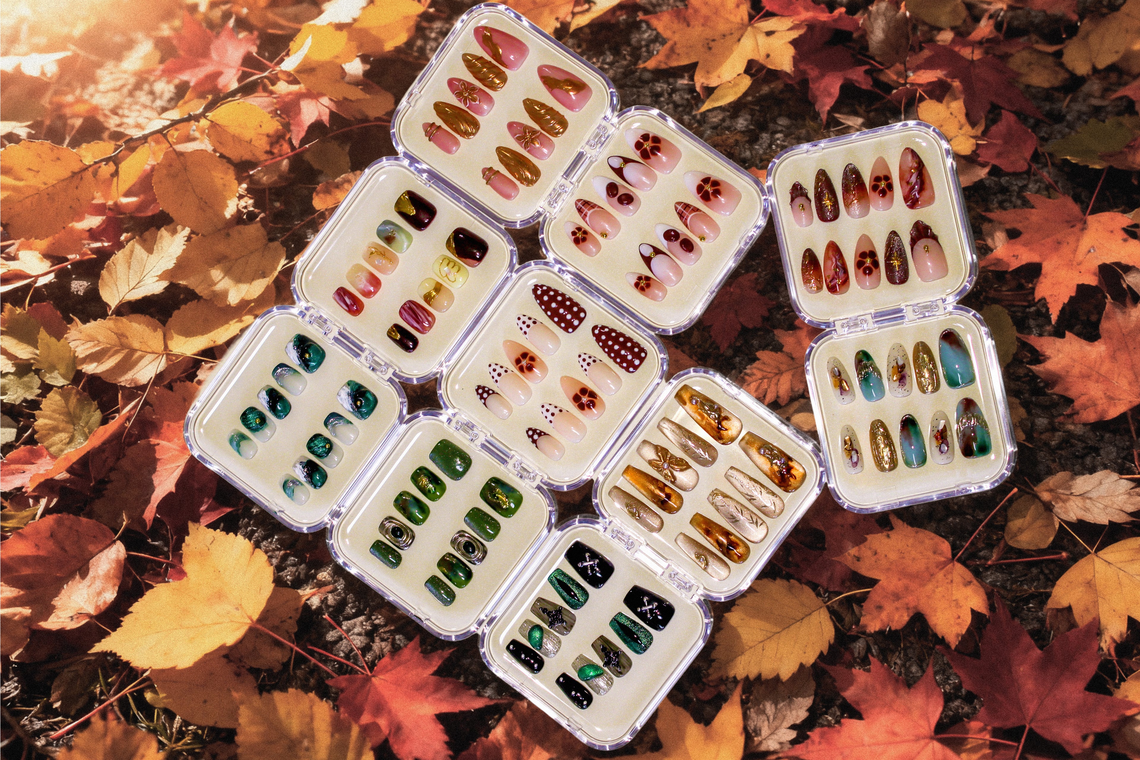 TenNail’s 10-set autumn press-on nails in fall colors and styles