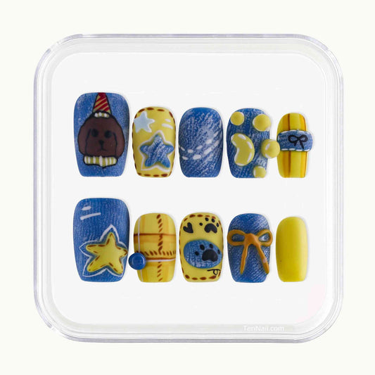 Whimsy Pup? reusable Press on nails by Tennail