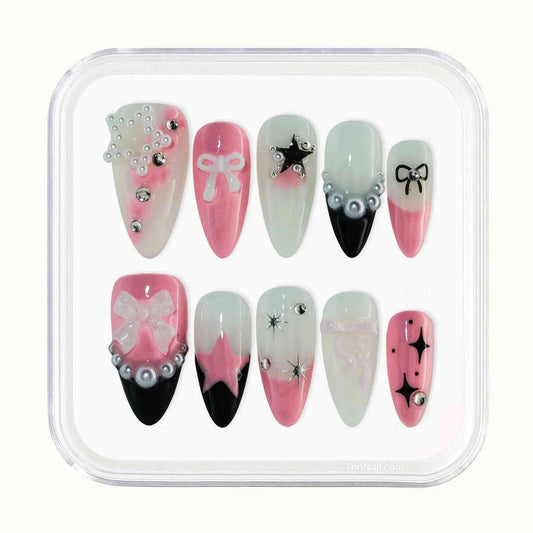 Pearl Bow? reusable Press on nails by Tennail