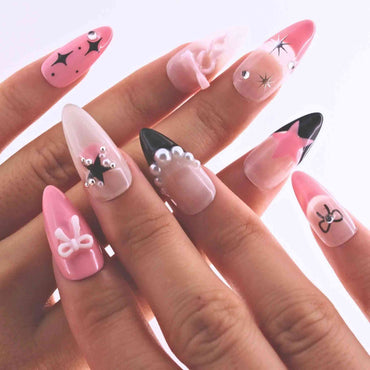 Pearl Bow? reusable Press on nails by Tennail