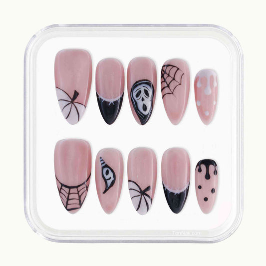 Spooky Pink? reusable Press on nails by Tennail