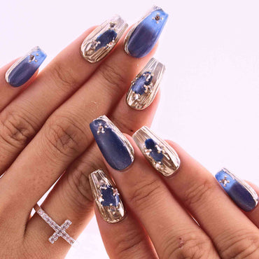 Blue Cat Eye? reusable Press on nails by Tennail