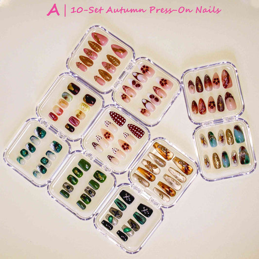 5/10-Set of Autumn-Winter reusable Press on nails by Tennail