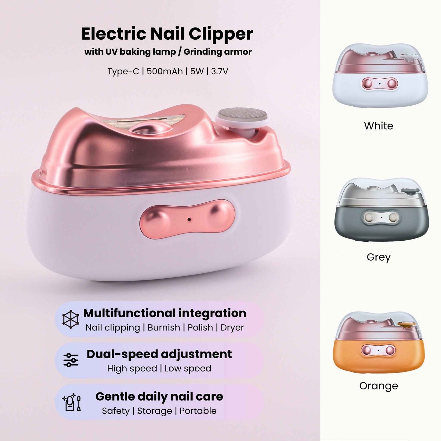 Electric Nail Clipper with UV baking lamp / Grinding armor