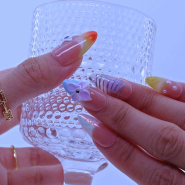 Bloom Art Nails with hand-painted florals, color gradients, sleek design by Tennail press on nails