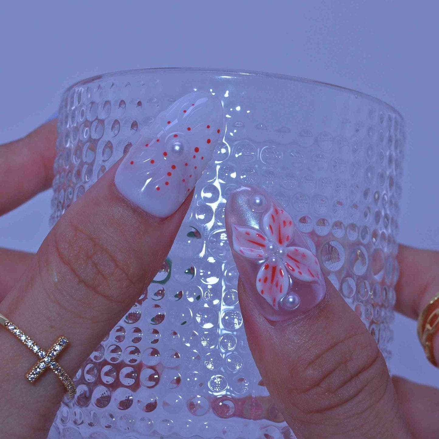 Blossom Craft Nails with hand-painted florals, color blends, refined design by Tennail press on nails