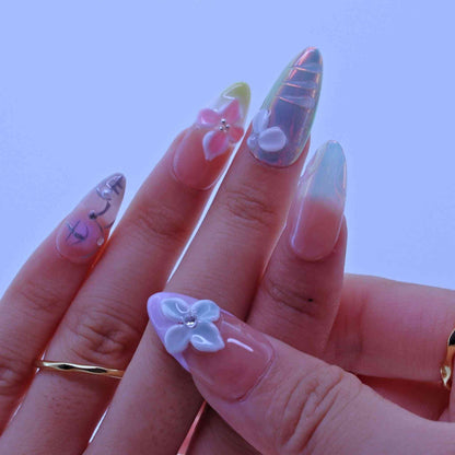 Bloom Art Nails with hand-painted florals, color gradients, sleek design by Tennail press on nails