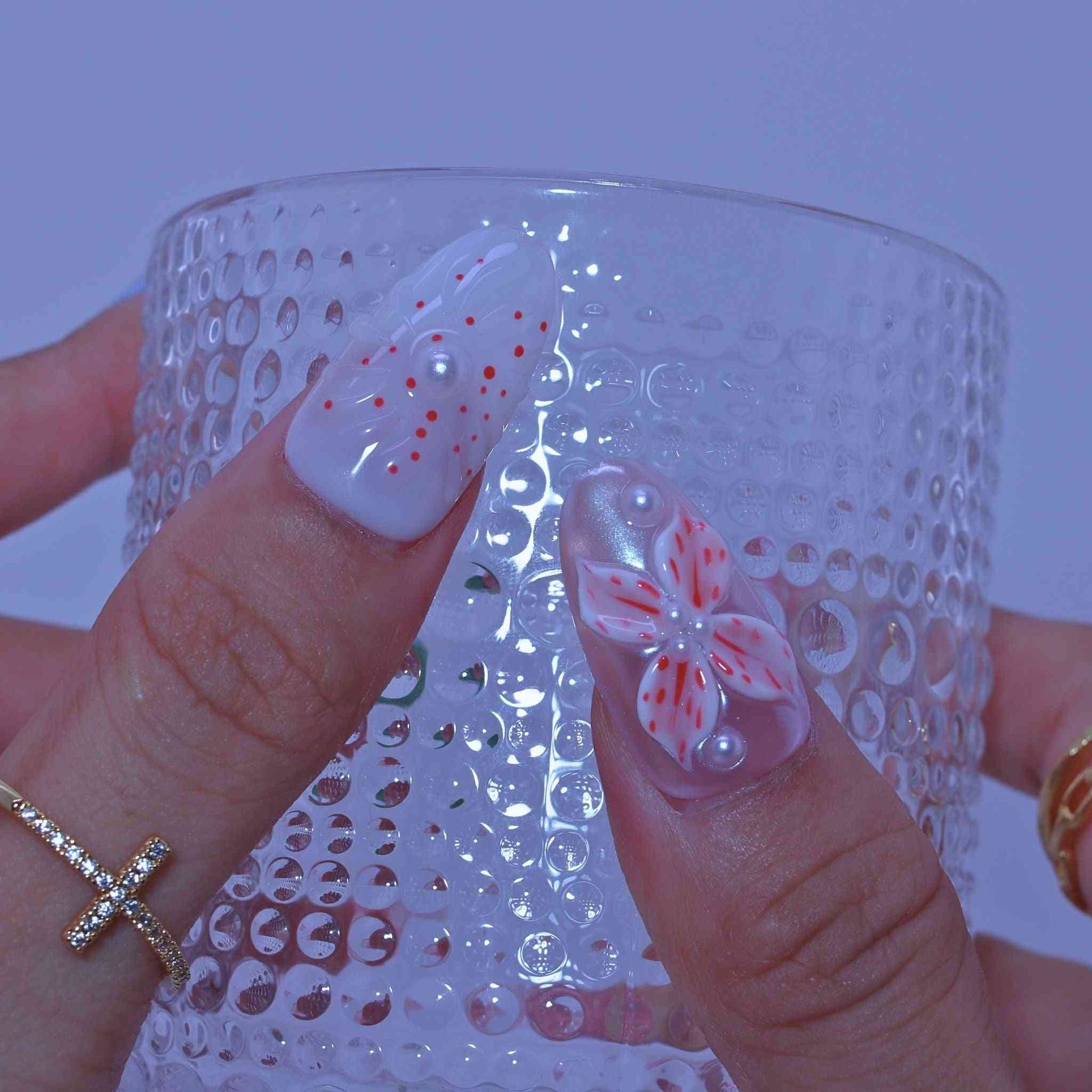 Blossom Craft Nails with hand-painted florals, color blends, refined design by Tennail press on nails 